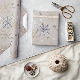 Papel De Regalo Elegante Patrón de copo de nieve Beige