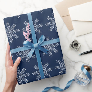 Papel De Regalo Elegante patrón de copos de nieve de Navidades bla