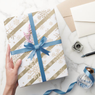 Papel De Regalo Elegante patrón de copos de nieve para Navidades b