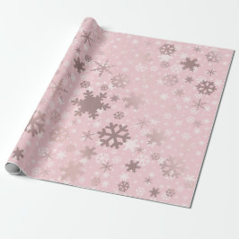 Papel De Regalo Elegante patrón de copos de nieve Rosa Navidades d