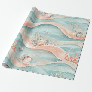 Papel De Regalo Elegante patrón de coral acuático del océano