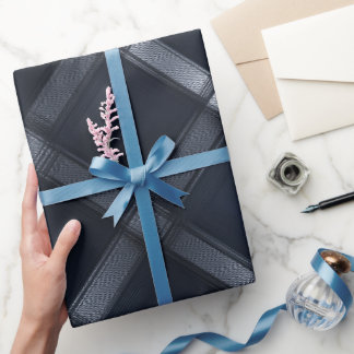 Papel De Regalo Elegante Patrón de Cuadro Escocés de Acero y Plata