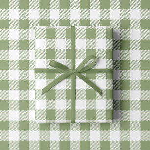 Papel De Regalo Elegante patrón de cuadros en verde salvia
