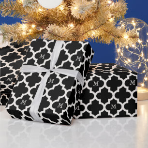 Papel De Regalo Elegante patrón de cuatro hojas marroquí con monog