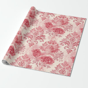 Papel De Regalo Elegante patrón de damasco rosa vintage