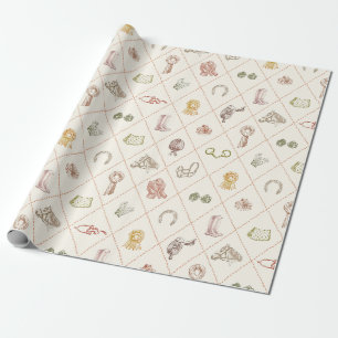 Papel De Regalo Elegante patrón de diamantes ecuestre en beige