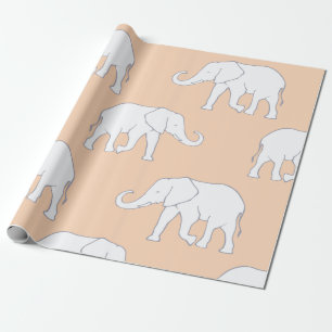 Papel De Regalo Elegante patrón de elefante blanco sobre pastel su