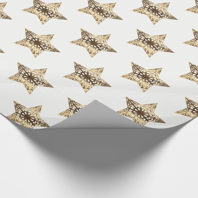 Papel De Regalo Elegante patrón de estrellas de Navidades con aspe (Esquina)