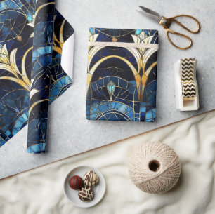 Papel De Regalo Elegante patrón de falso vidrio teñido de loto dor