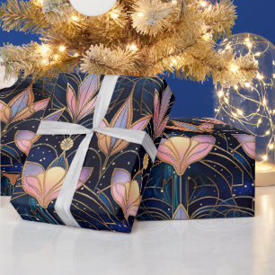 Papel De Regalo Elegante patrón de falso vidrio teñido de loto ros