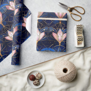 Papel De Regalo Elegante patrón de falso vidrio teñido de loto ros