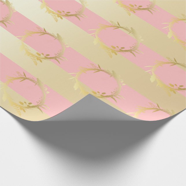 Papel De Regalo Elegante patrón de flor de oro y Navidades rosas (Esquina)