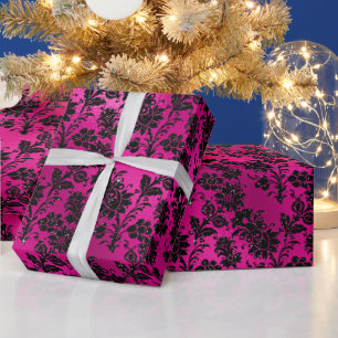 Papel De Regalo Elegante patrón de flores con brillo rosa caliente