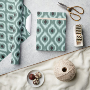 Papel De Regalo Elegante patrón de ikat de diamante negro menta ch