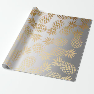 Papel De Regalo elegante patrón de imitación de oro tropical de pi