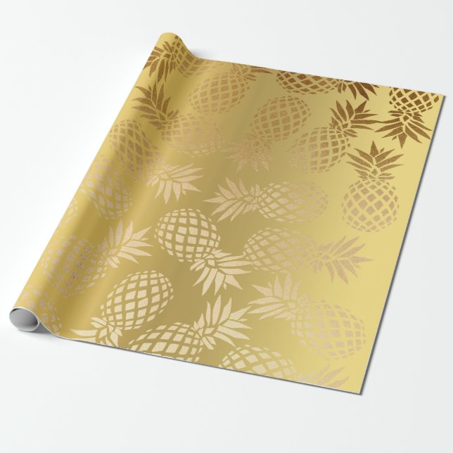 Papel De Regalo elegante patrón de imitación de oro tropical de pi (Desenrollado)