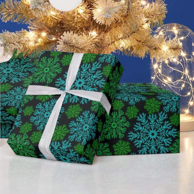 Papel De Regalo Elegante patrón de invierno de copos de nieve (Vacaciones)