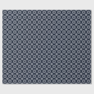 Papel De Regalo Elegante patrón de mandala azul marino y blanco
