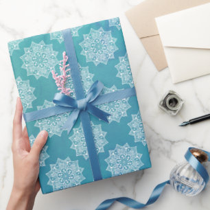 Papel De Regalo Elegante patrón de Mandala color turquesa bonito