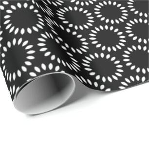 Papel De Regalo Elegante patrón de mandala de pétalos en blanco y 