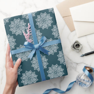 Papel De Regalo Elegante patrón de mandala verde oscuro femenino y