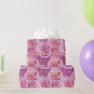 Papel De Regalo Elegante Patrón de Mosaico Rosa Rosado Cumpleaños