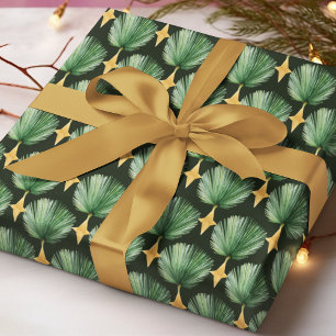 Papel De Regalo Elegante patrón de Navidad con hoja de palma en ac