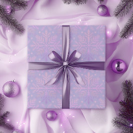 Papel De Regalo Elegante patrón de Navidad de copo de nieve lila