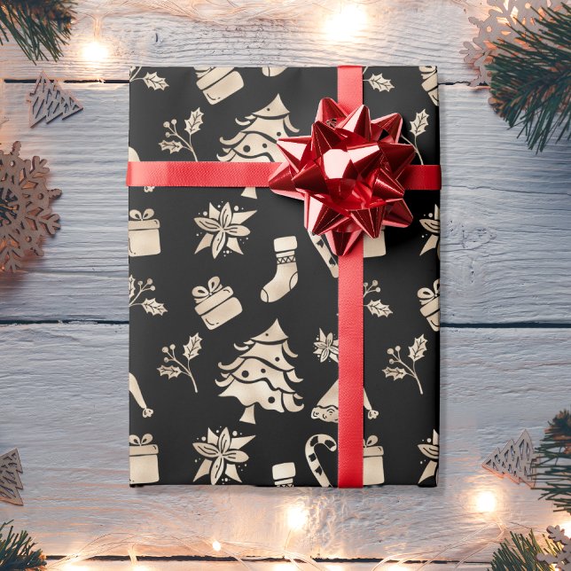 Papel De Regalo Elegante patrón de navidad de oro moderno (Subido por el creador)