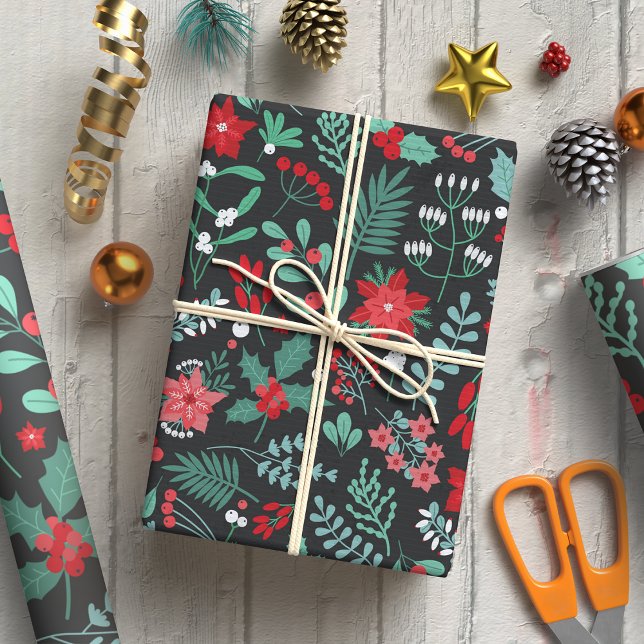 Papel De Regalo Elegante patrón de Navidades botánicos festivos (Subido por el creador)