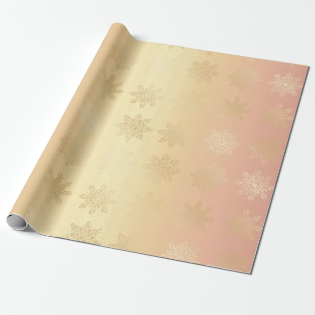 Papel De Regalo Elegante patrón de Navidades de copo y copo de cop (Desenrollado)