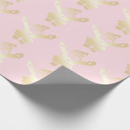 Papel De Regalo Elegante patrón de Navidades Gold & Pink Santa Cla