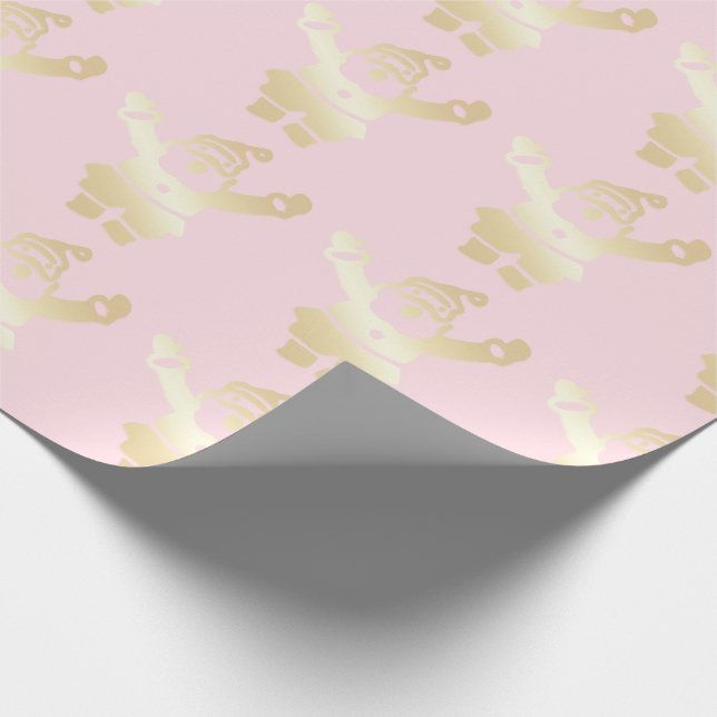 Papel De Regalo Elegante patrón de Navidades Gold & Pink Santa Cla (Esquina)