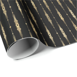 Papel De Regalo Elegante Patrón de Oro Negro