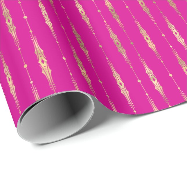 Papel De Regalo Elegante Patrón de oro rosa cálido  (Esquina del rollo)