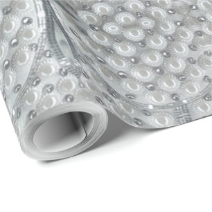 Papel De Regalo Elegante patrón de perlas grises plateadas blancas