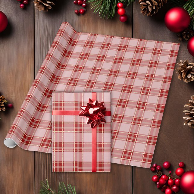 Papel De Regalo Elegante Patrón de Planchas Rojas (Elegant Red Plaid Pattern Wrapping Paper)