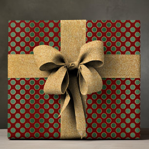 Papel De Regalo Elegante Patrón de Punto de Polka Verde de Lujo Ro