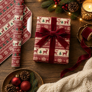 Papel De Regalo Elegante patrón de punto Fair Isle de vacaciones