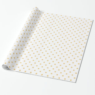 Papel De Regalo Elegante patrón de puntos de polka blanco y dorado
