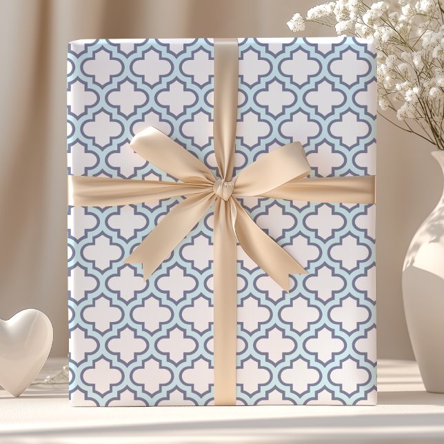 Papel De Regalo Elegante patrón de quatrefoil marroquí azul claro (Subido por el creador)
