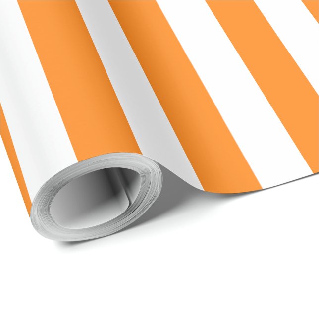 Papel De Regalo Elegante patrón de rayas blancas y naranja brillan (Esquina del rollo)