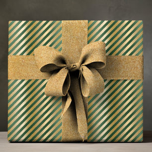 Papel De Regalo Elegante patrón de rayas de lujo de oro verde
