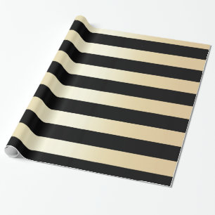 Papel De Regalo Elegante patrón de rayas de Navidades dorados y n