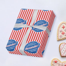 Papel De Regalo Elegante patrón de rayas de palomitas de maíz roja