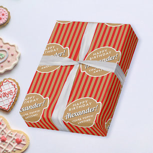 Papel De Regalo Elegante patrón de rayas de palomitas de maíz rojo