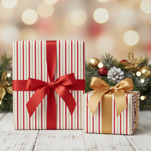 Papel De Regalo Elegante patrón de rayas finas de caramelo rojo y