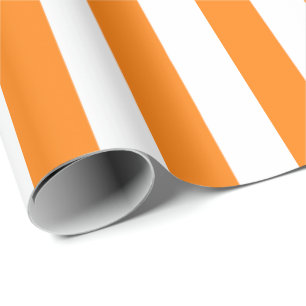 Papel De Regalo Elegante patrón de rayas naranja y blanco brillant