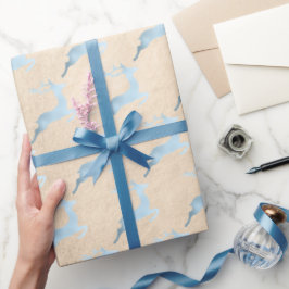 Papel De Regalo Elegante patrón de reno de Navidades azules