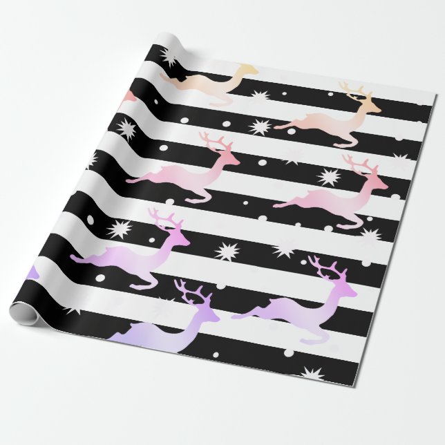 Papel De Regalo Elegante patrón de reno de Navidades holográficos (Desenrollado)